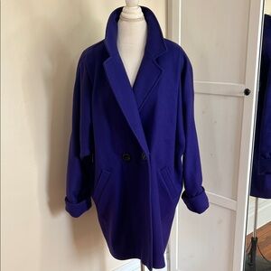 VINTAGE 80s Purple International Scene Pure Wool Oversized Double Breasted Coat